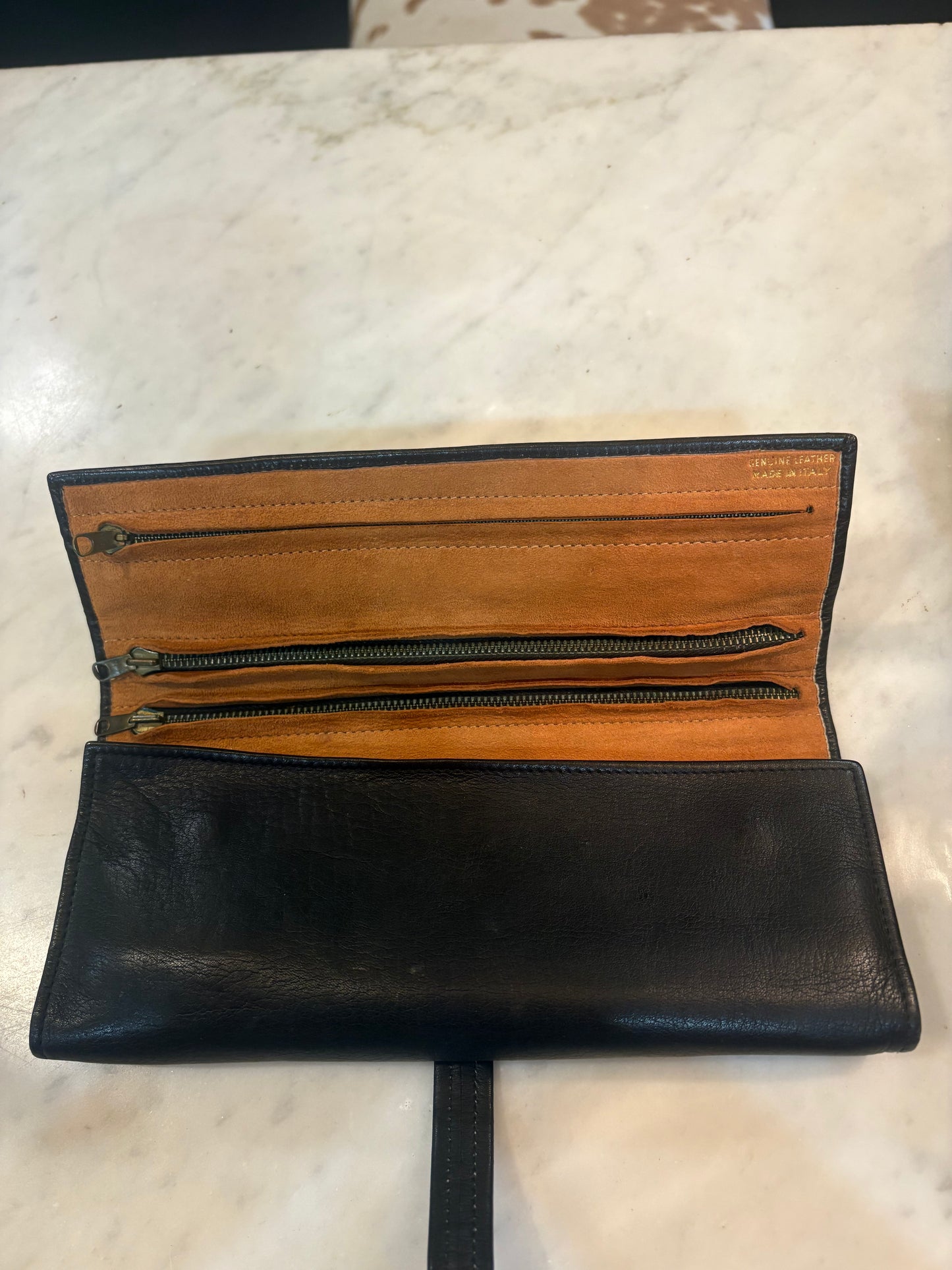 Vintage Italian Leather Wrap Jewelry Case