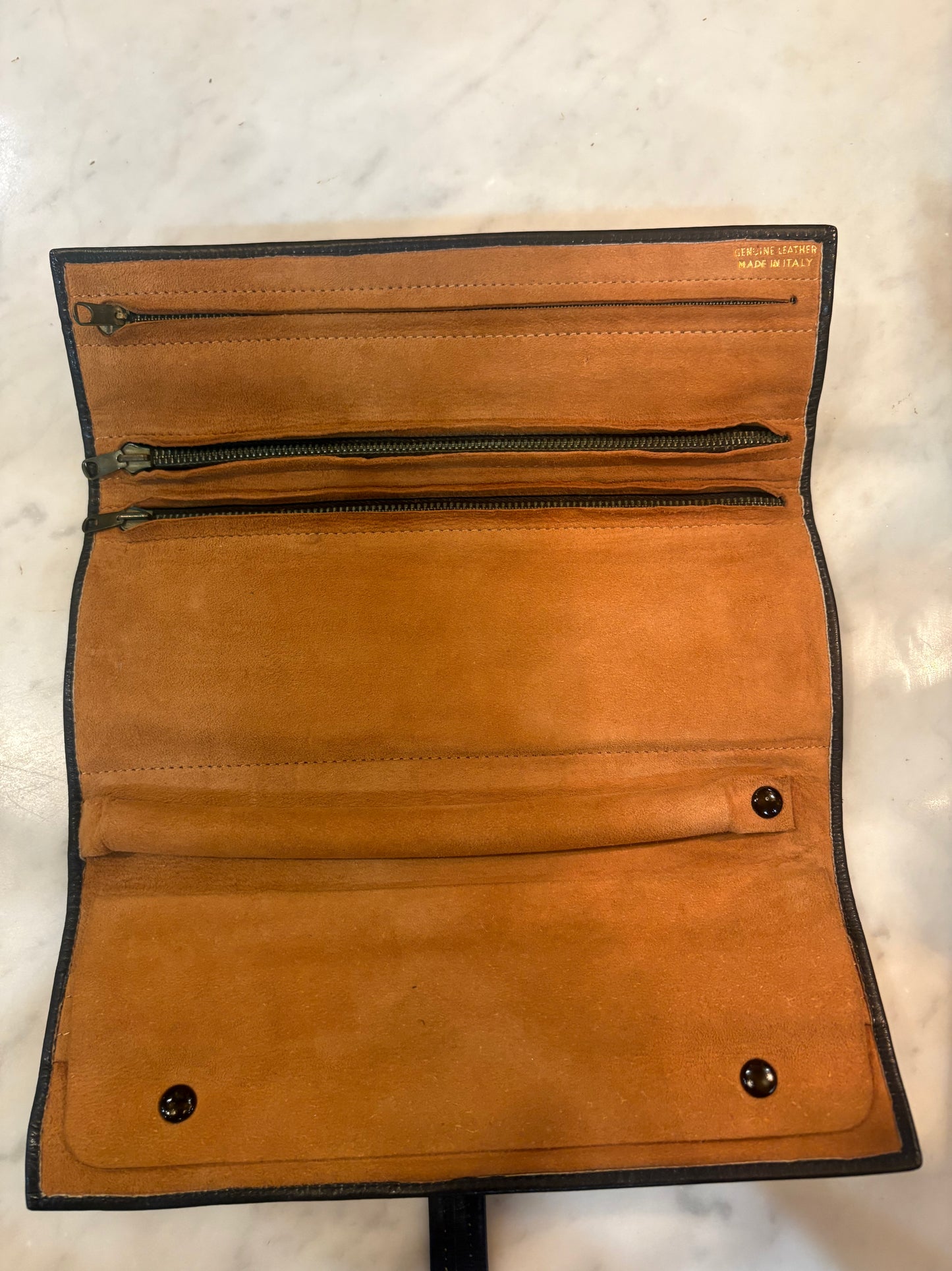 Vintage Italian Leather Wrap Jewelry Case