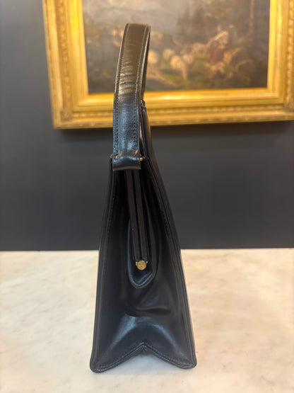 Vintage 1950s Black Leather Handbag