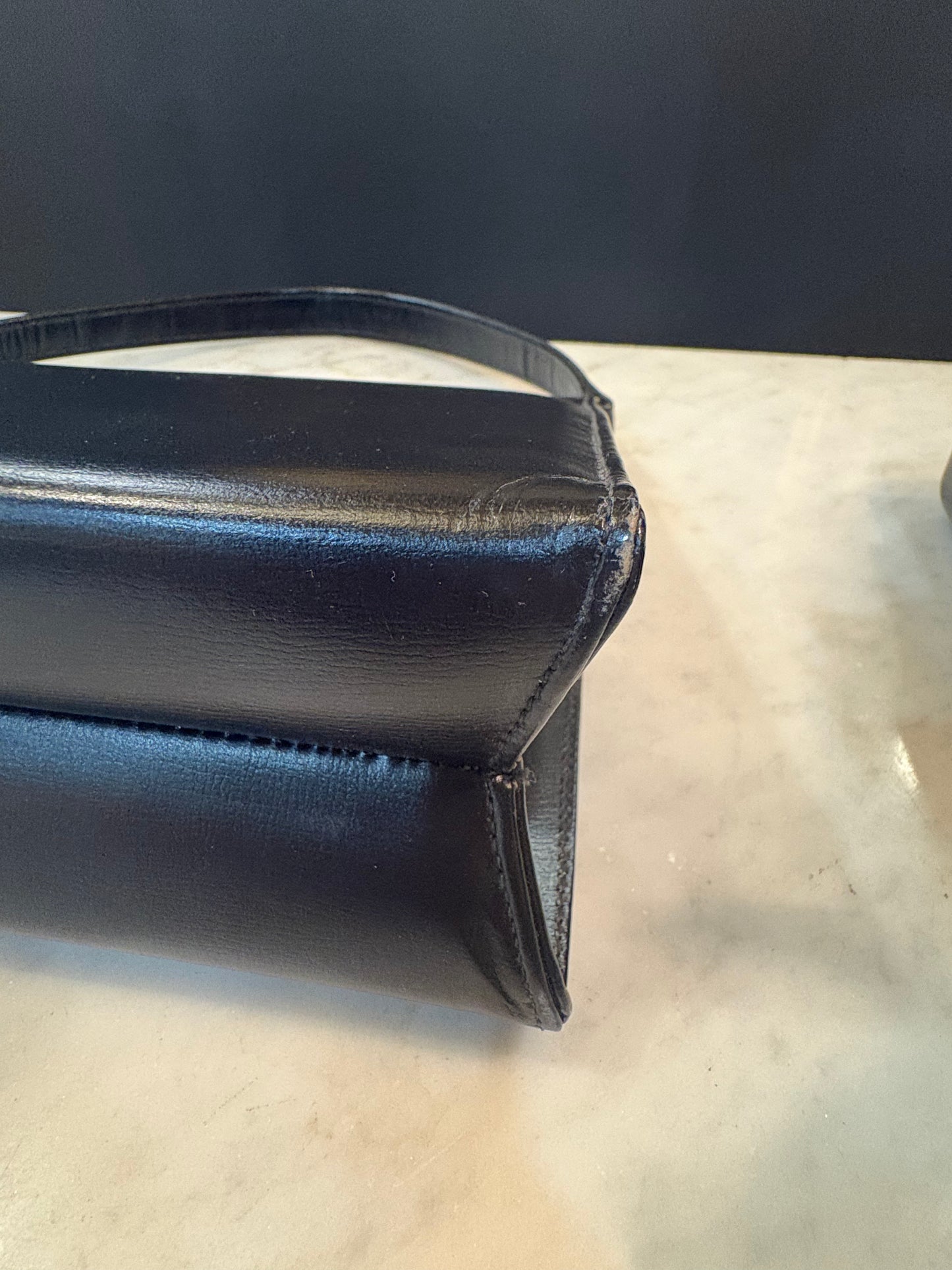 Vintage 1950s Black Leather Handbag