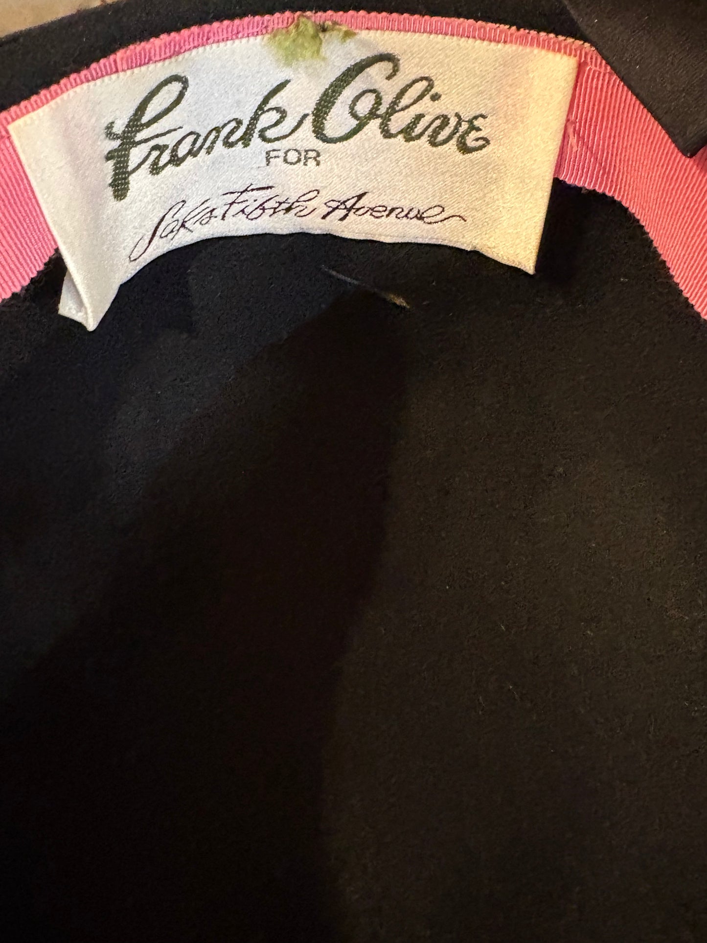 Vintage Frank Olive Pillbox Hat With Bow