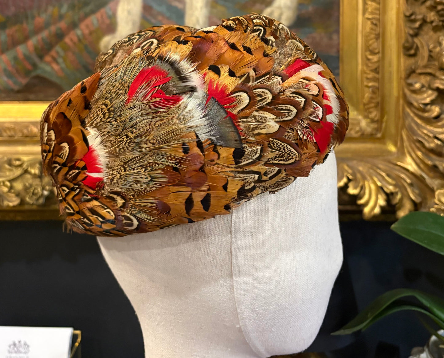 Vintage Pheasant Feather Pillbox Hat