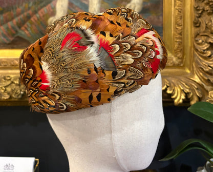 Vintage Pheasant Feather Pillbox Hat