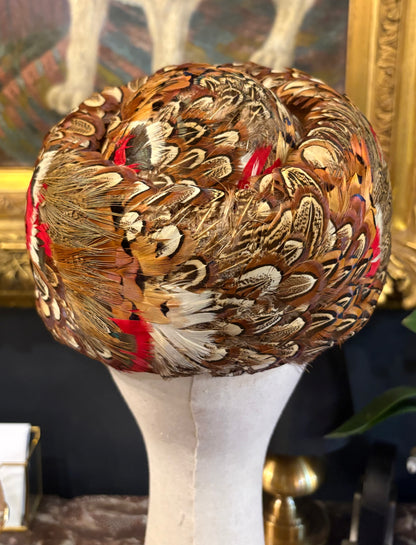 Vintage Pheasant Feather Pillbox Hat