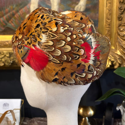 Vintage Pheasant Feather Pillbox Hat