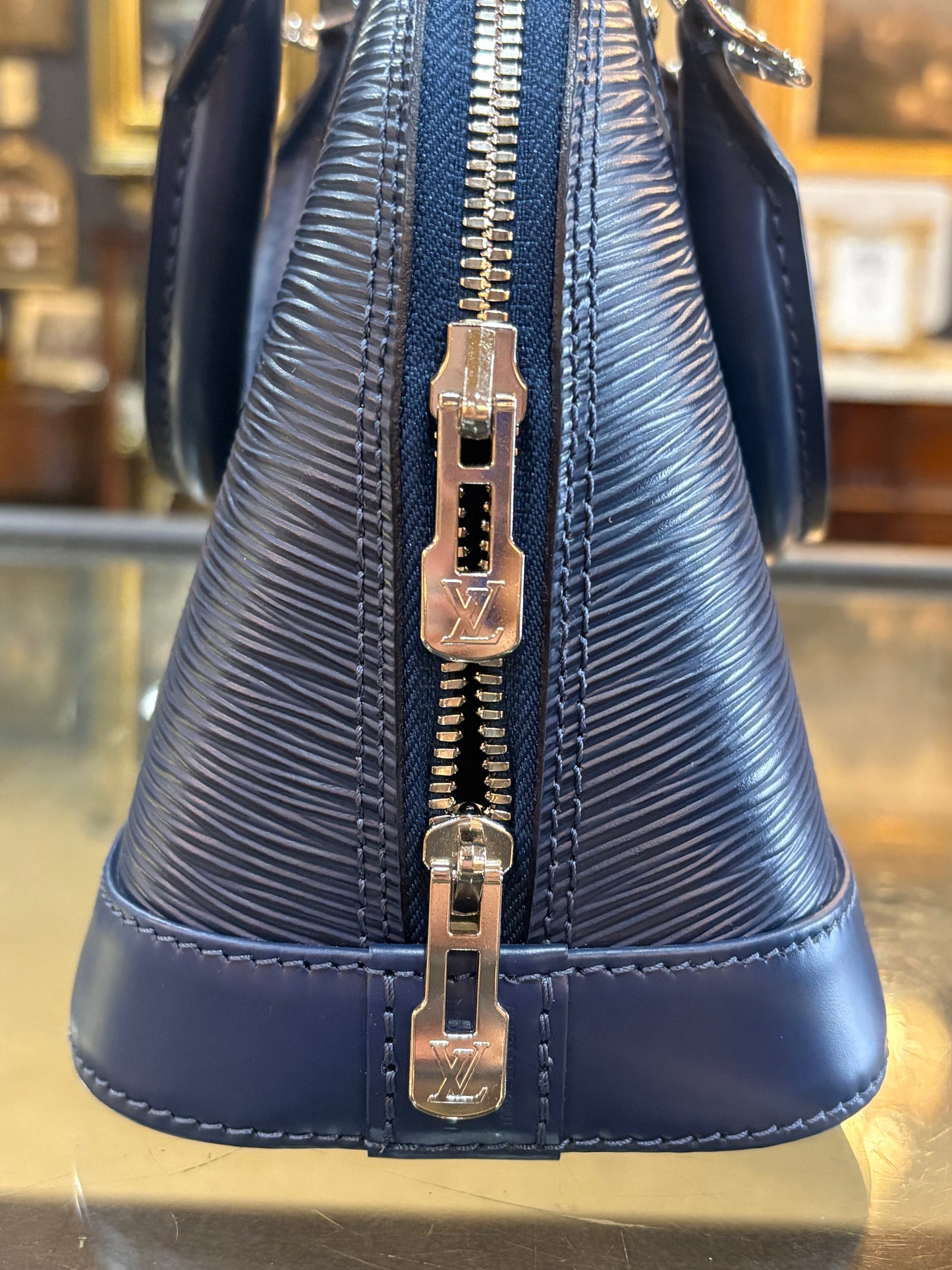 Louis Vuitton Small Alma BB In Navy Epi Leather