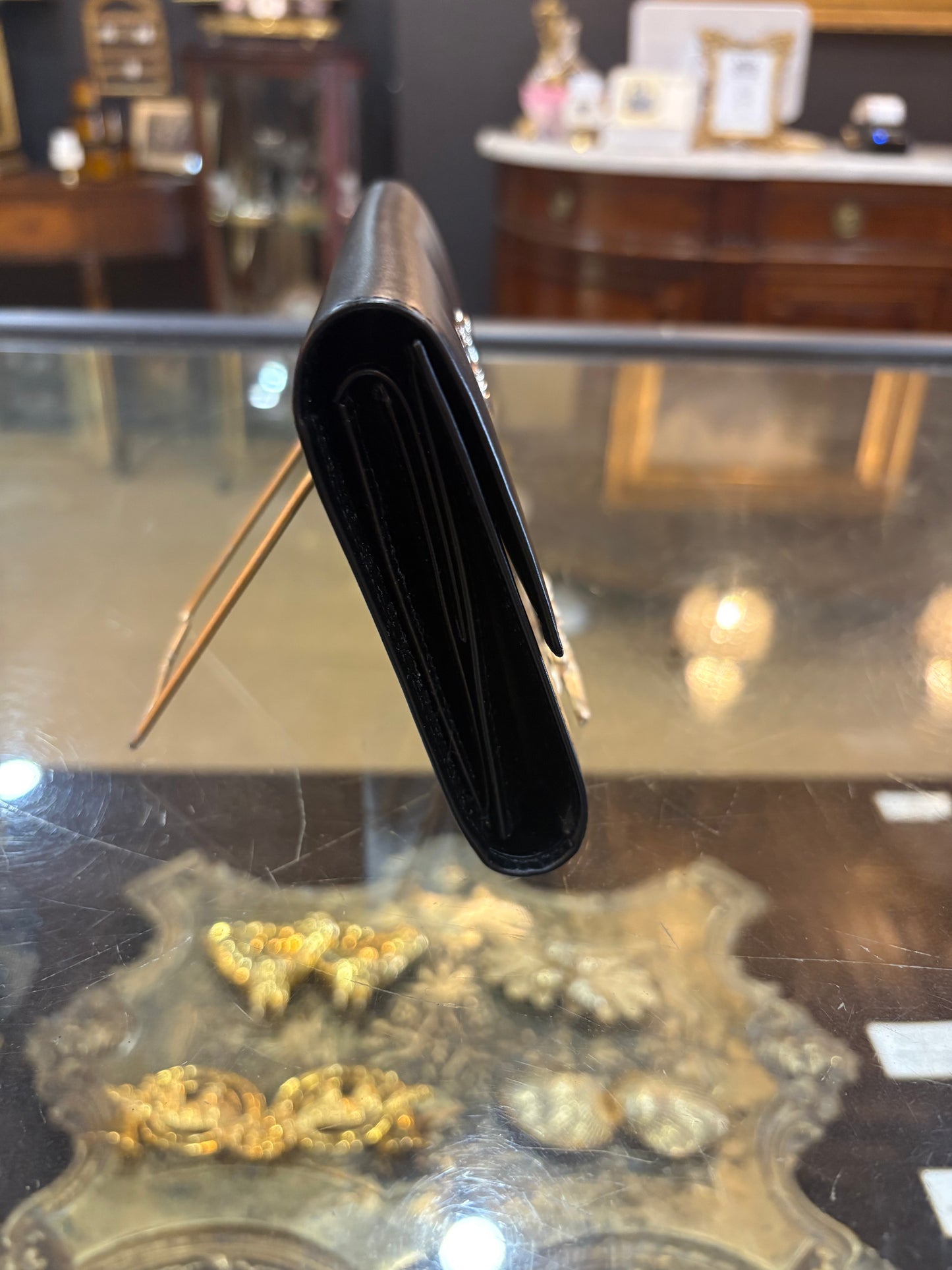 Cartier "C" Panther Long Black Leather Wallet