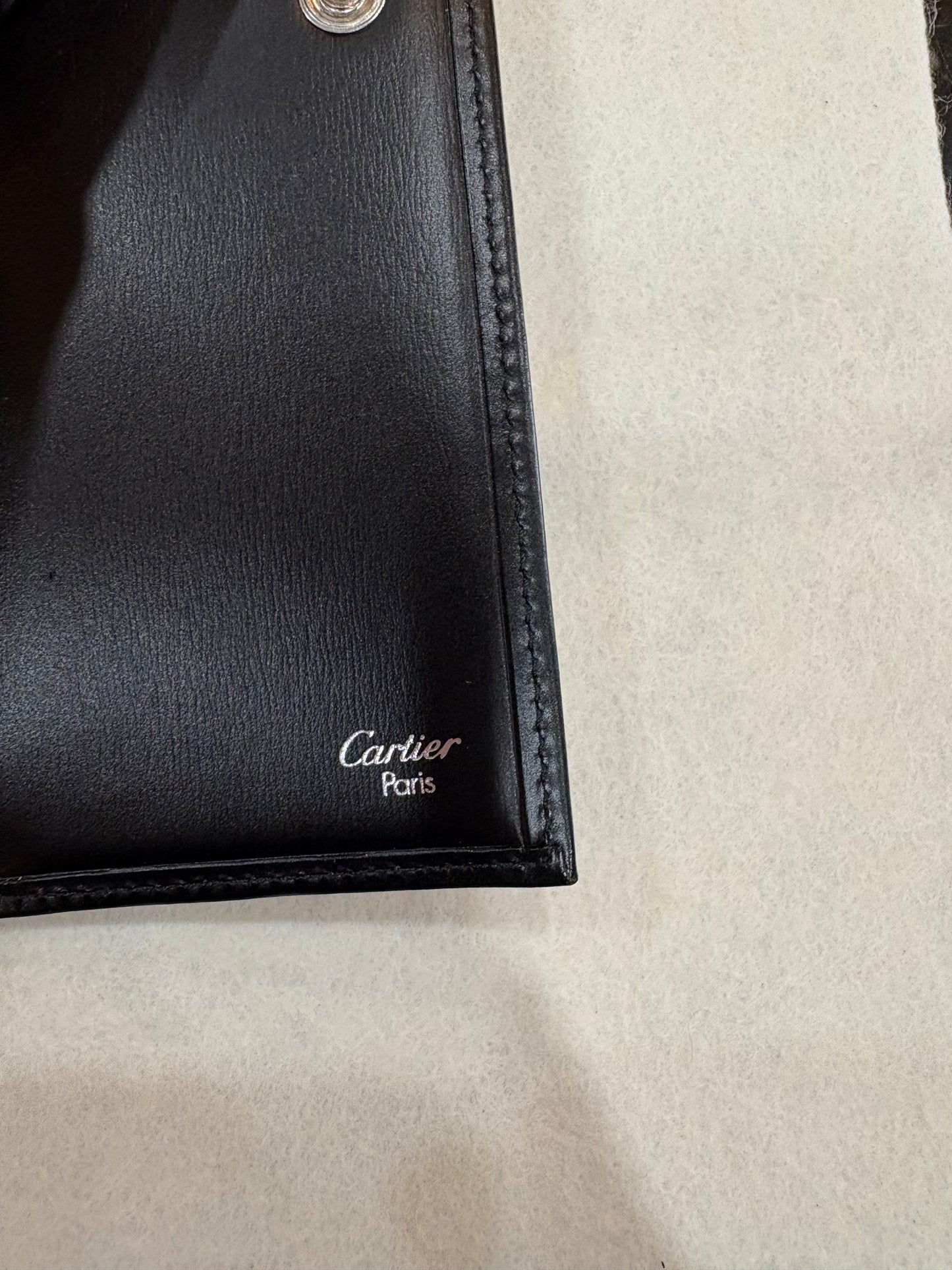 Cartier "C" Panther Long Black Leather Wallet