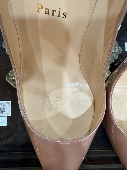Christian Louboutin Nude So Kate Patent Leather Heels (Size 40)