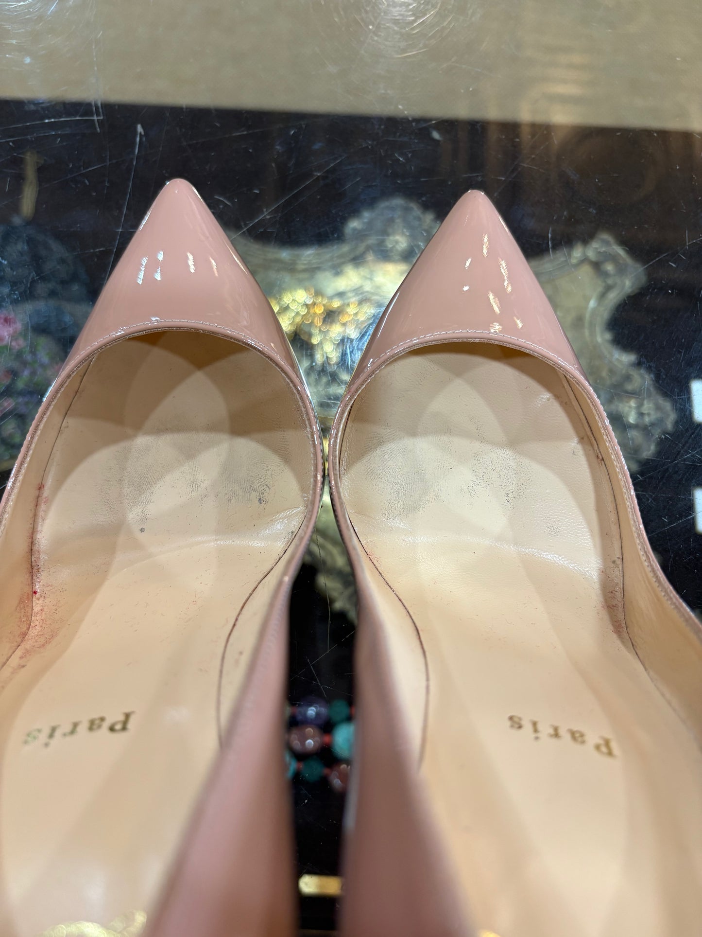 Christian Louboutin Nude So Kate Patent Leather Heels (Size 40)
