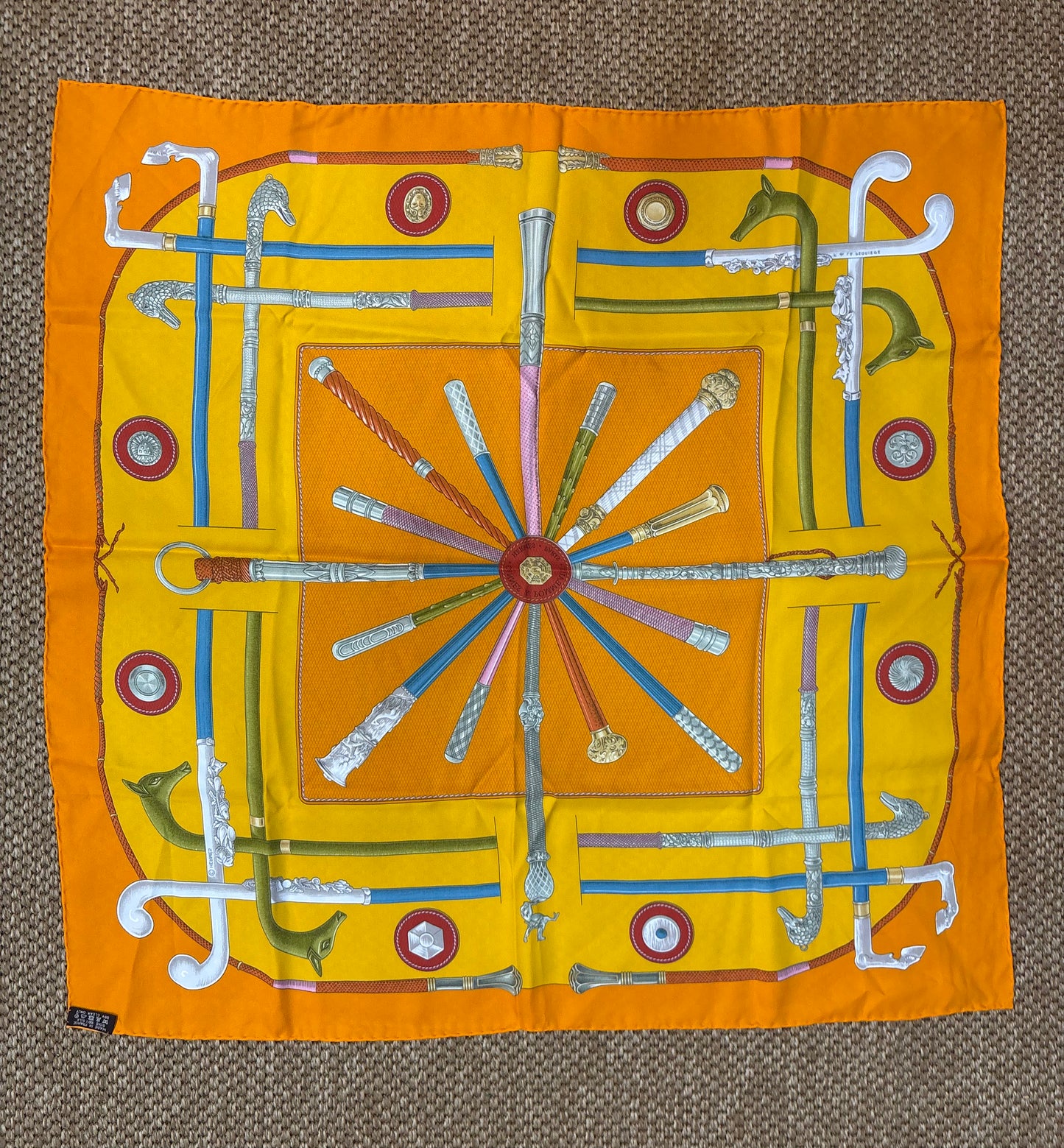 Hermes "Cannes et Pommeaux" 70cm Silk Scarf