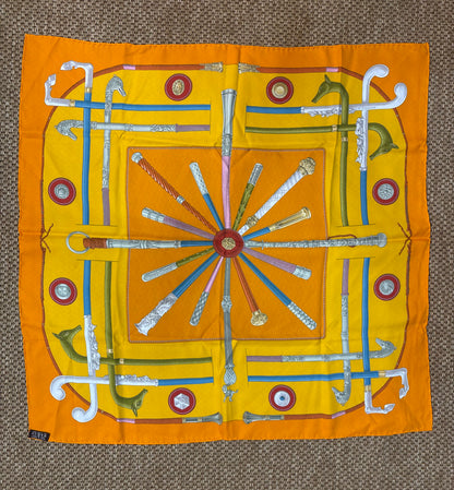 Hermes "Cannes et Pommeaux" 70cm Silk Scarf