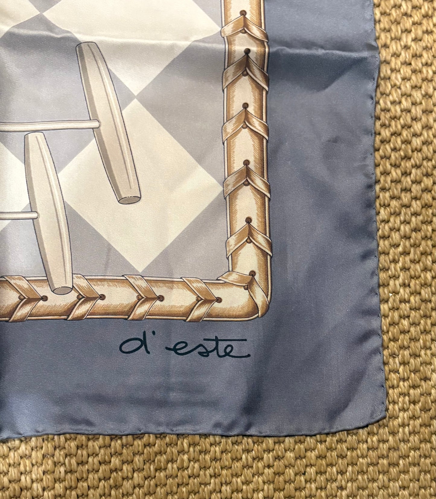 Vintage "d'este" Polo Print 90cm Silk Scarf