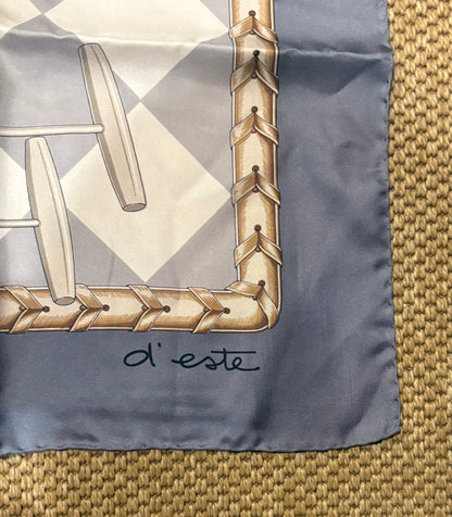 Vintage "d'este" Polo Print 90cm Silk Scarf