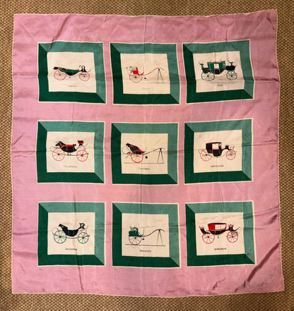 Vintage "Carriages" Mauve 90cm Silk Scarf