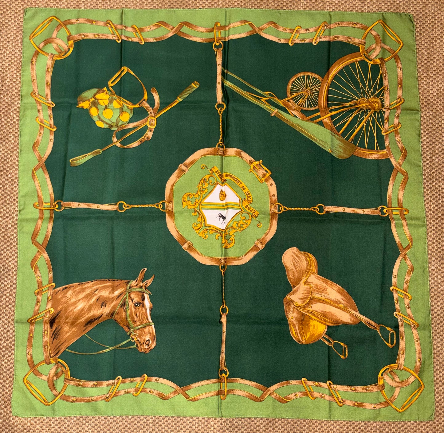 Vintage "Club L'arc De Tiomphe Paris" 90cm Silk Scarf