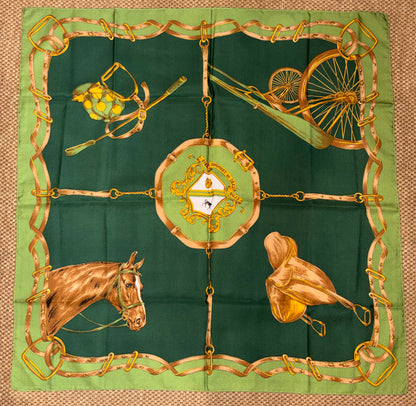 Vintage "Club L'arc De Tiomphe Paris" 90cm Silk Scarf