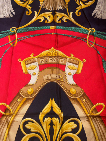 Vintage R Di Ratti 90 cm Equestrian Print Italian Silk Scarf