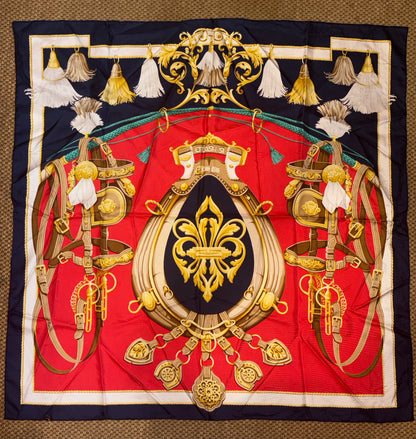 Vintage R Di Ratti 90 cm Equestrian Print Italian Silk Scarf