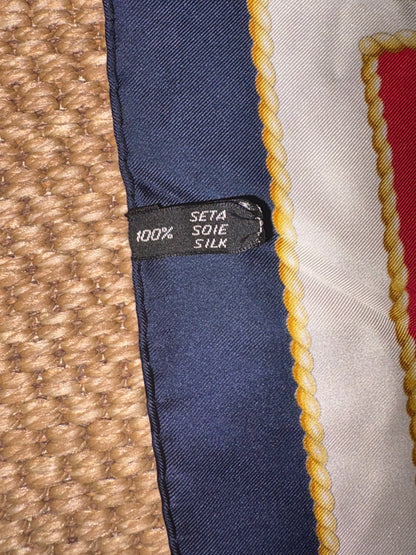 Vintage R Di Ratti 90 cm Equestrian Print Italian Silk Scarf