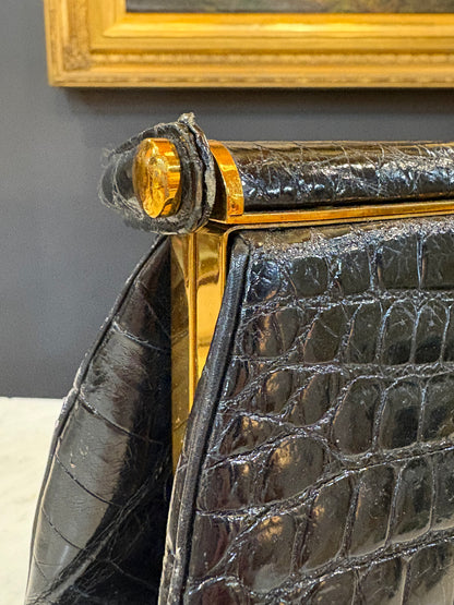 Vintage 1940s Rendl Crocodile Leather Handbag