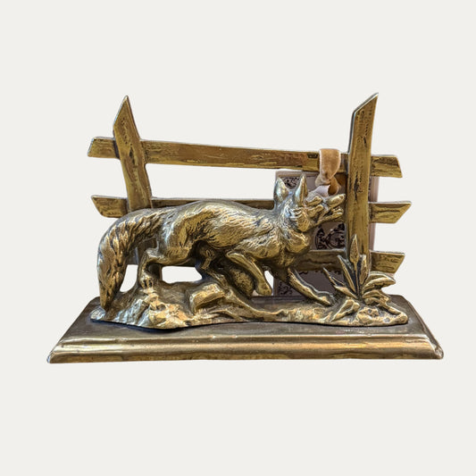 Antique 19th Century English Brass Fox Letter Holder