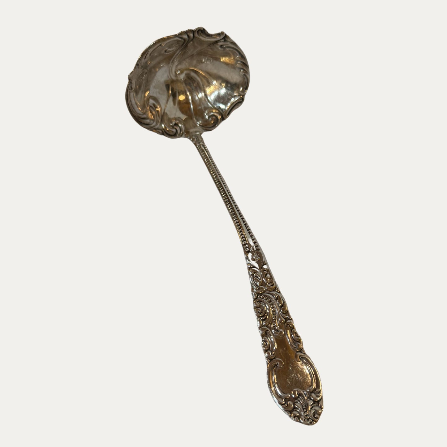 Antique English Engraved Silver Plate Swirl Ladle