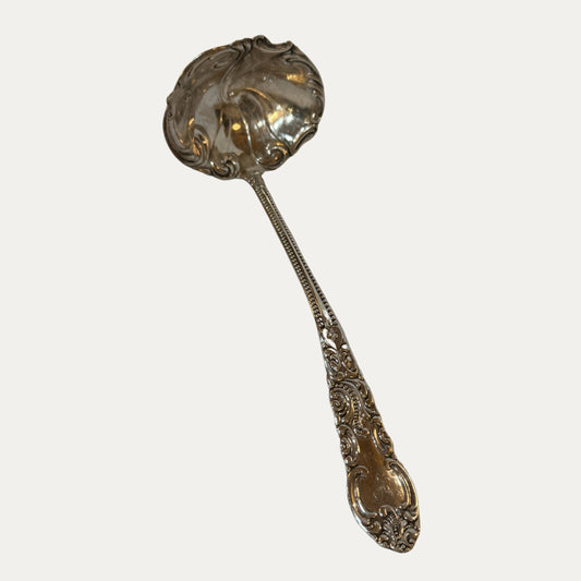 Antique English Engraved Silver Plate Swirl Ladle