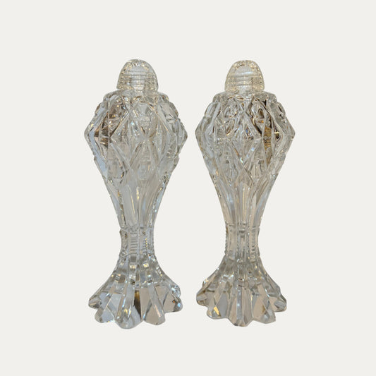 Vintage Tall Cut Crystal Salt and Pepper Shaker Set