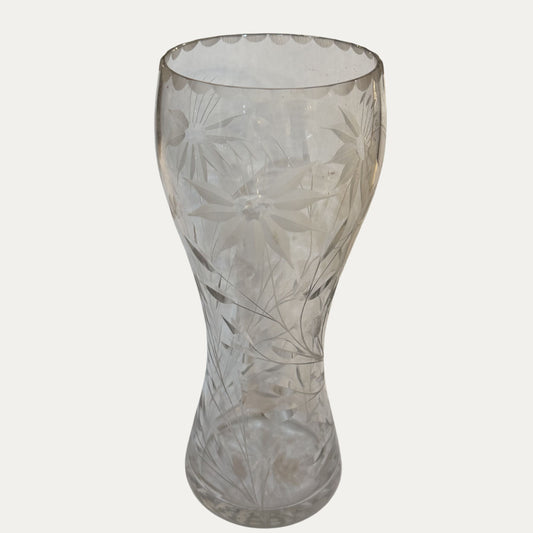 Vintage Etched Glass Vase