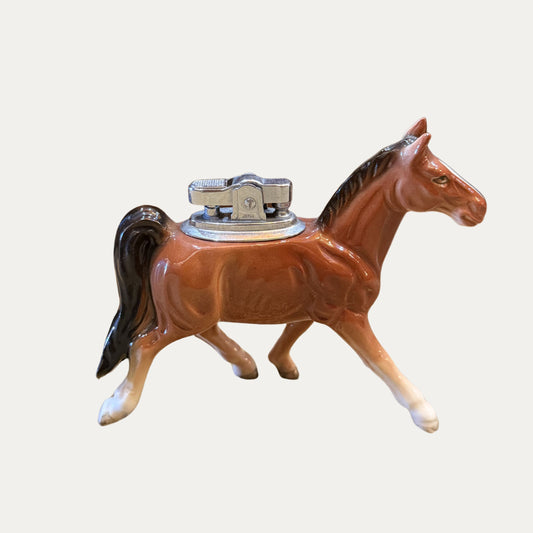 Vintage Porcelain Horse Desk Lighter (light brown)