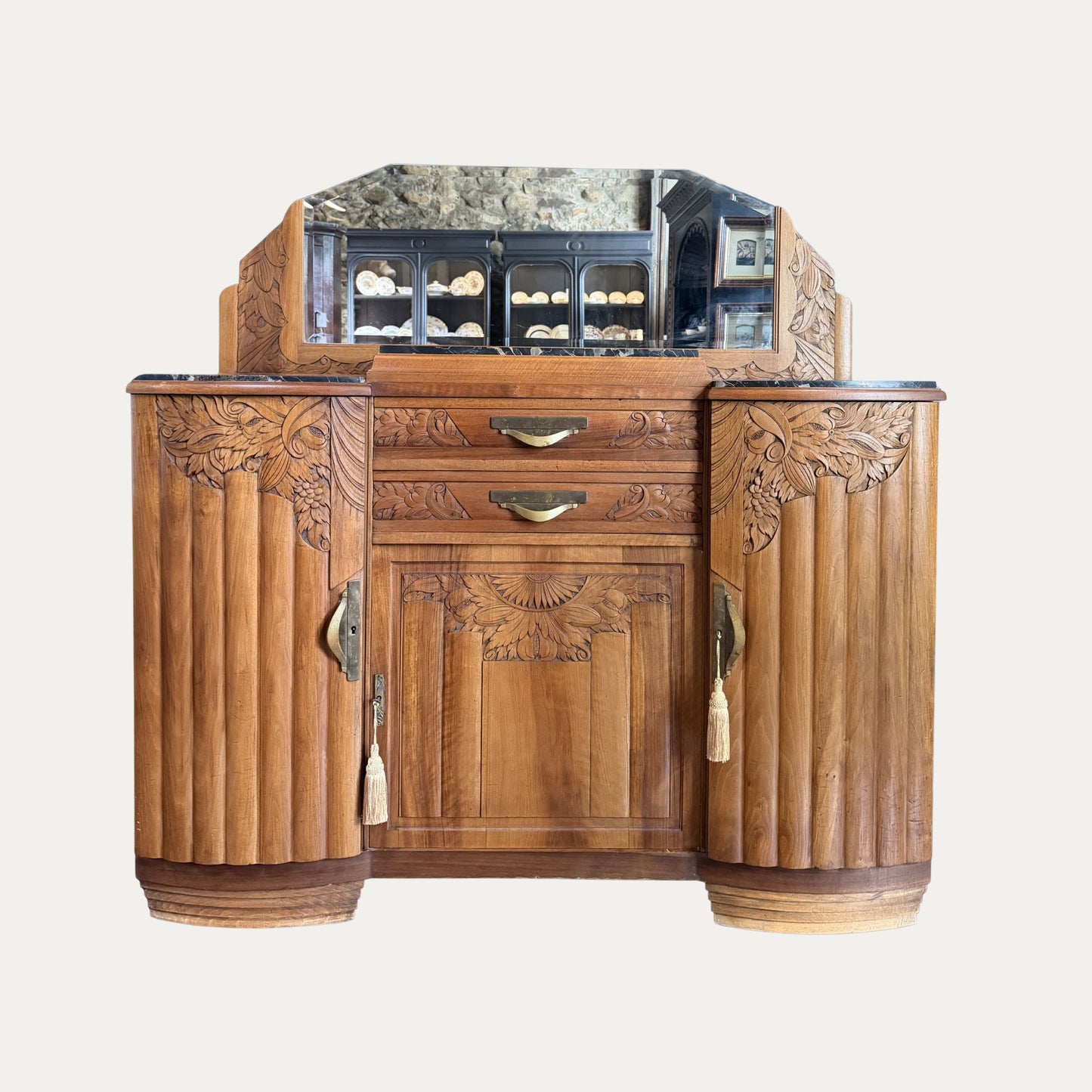 Walnut Marble Art Deco Bar