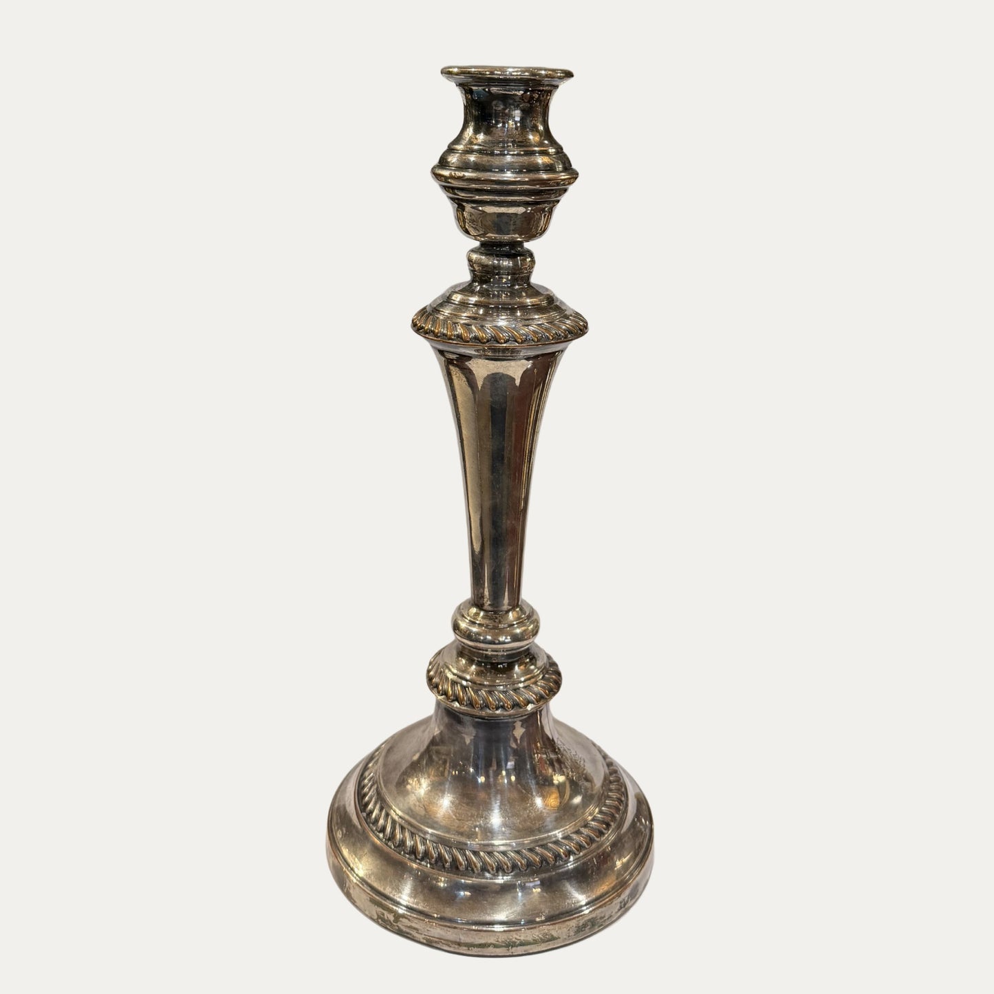 English 19th Century George the 3rd Candlestick Silver over Copper with Sterling Base