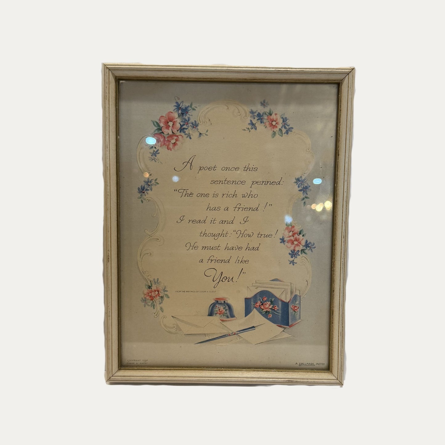 Vintage 1930's Hallmark Framed Poem