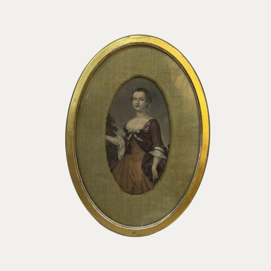 Antique 19th Century Hand Colored Lithograph of an 18th Century Lady