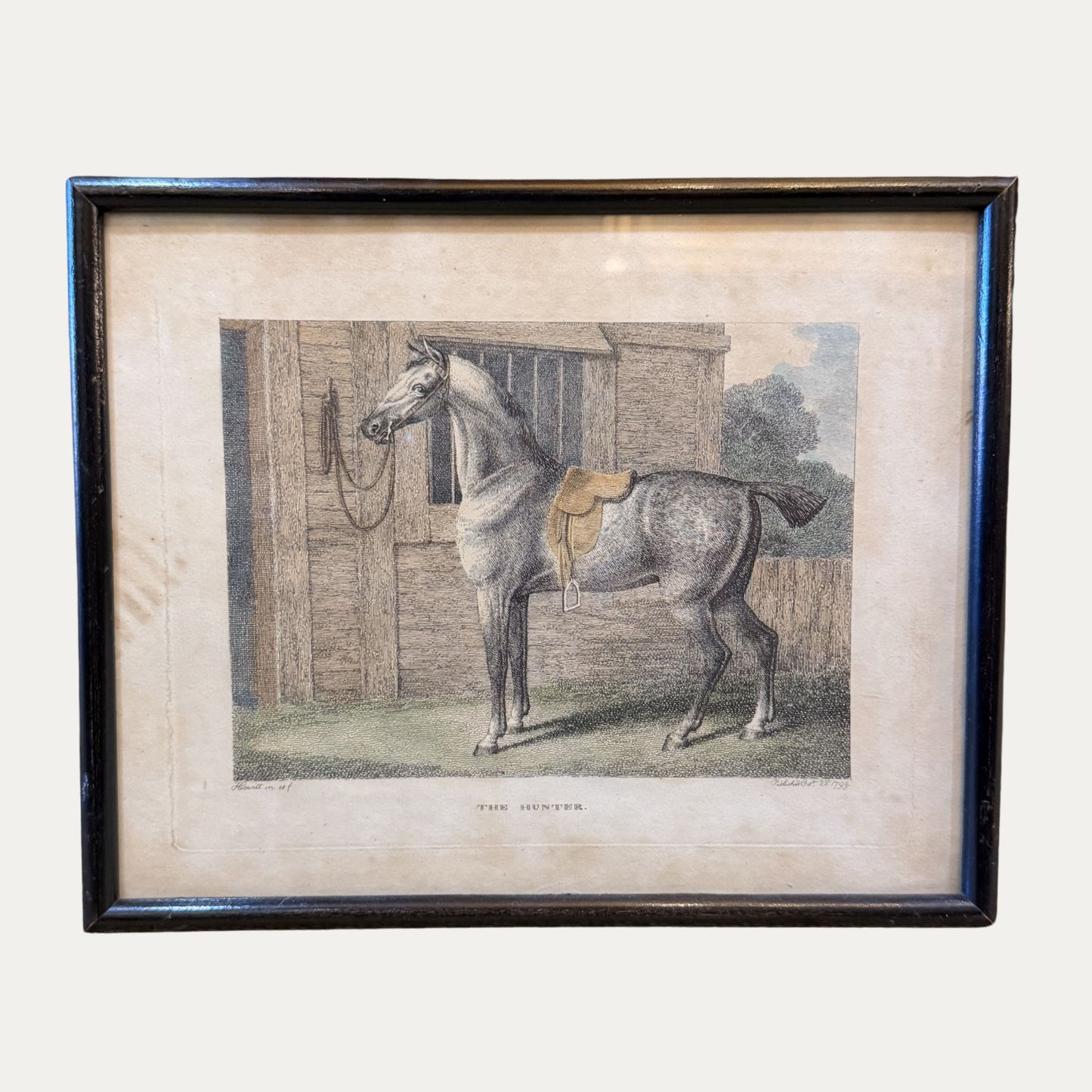 Antique Early Horse Engraving circa 1799 "The Hunter"