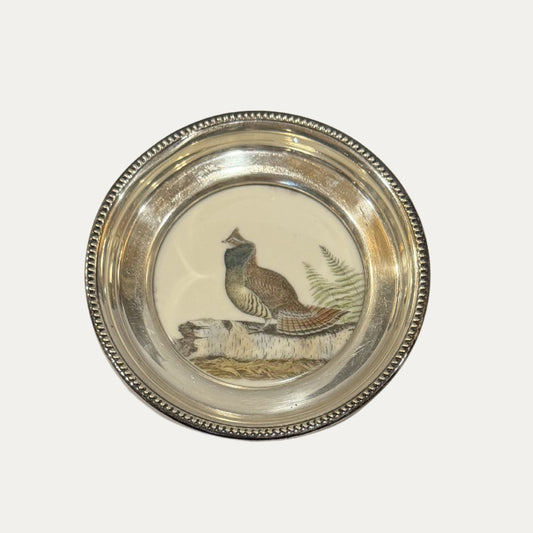 Antique Sterling Silver Frank M Whiting Wild Bird Coaster (large)