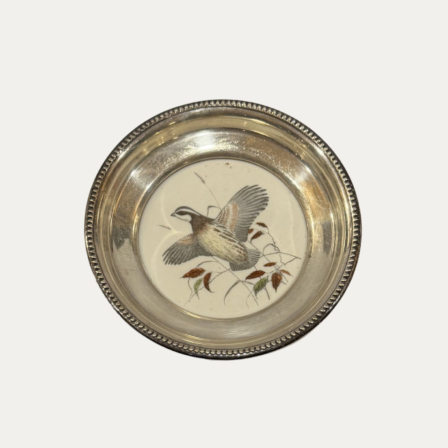 Antique Sterling Silver Frank M Whiting Wild Bird Coaster (large)