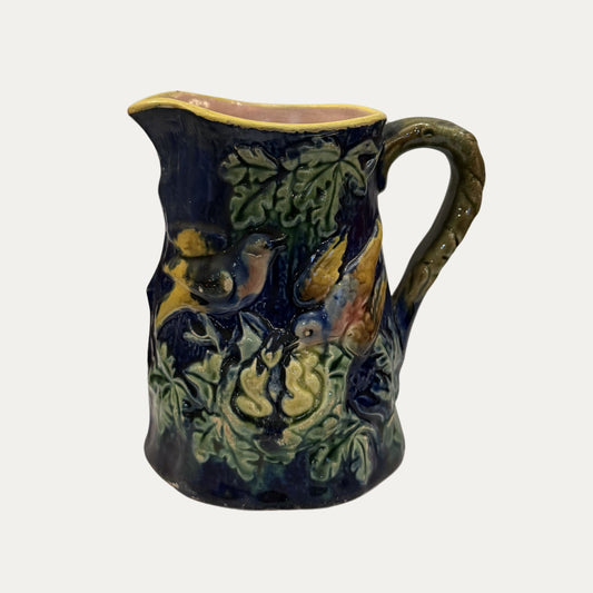 Antique Bird in Hand Majolica Pitcher