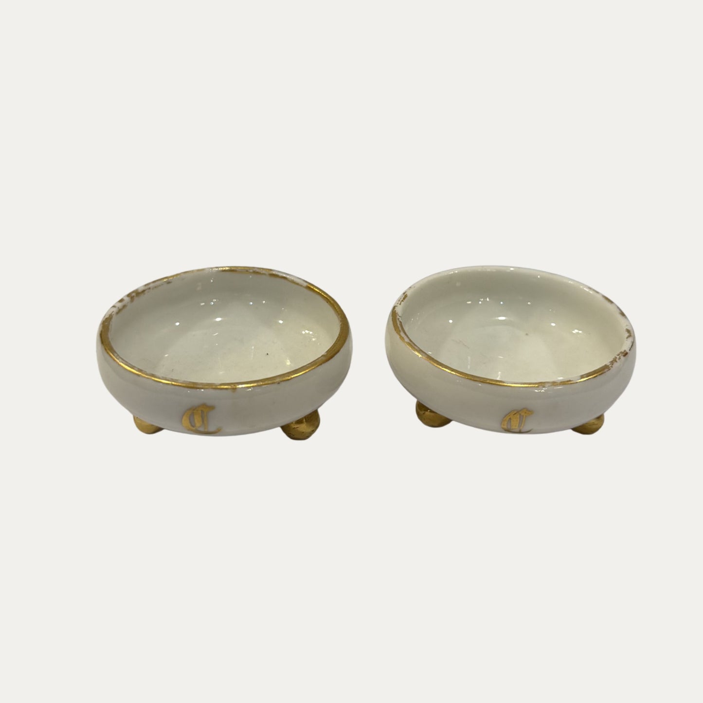 Antique Porcelain Salt Cellars Pair (2)