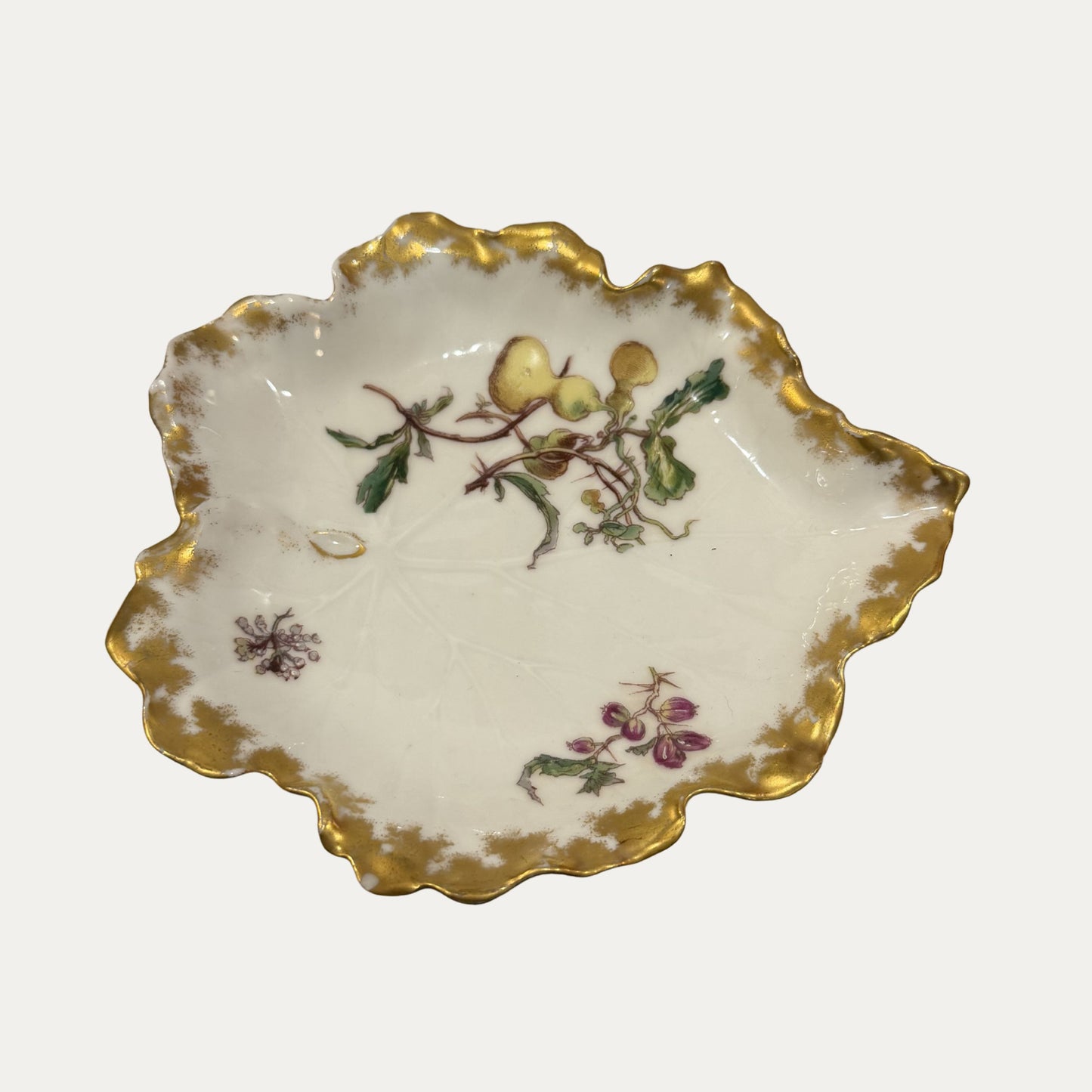 Antique Porcelain Limoges Leaf Dish
