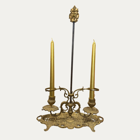 18th Century Brass Adjustable Desk Candlestick Holder