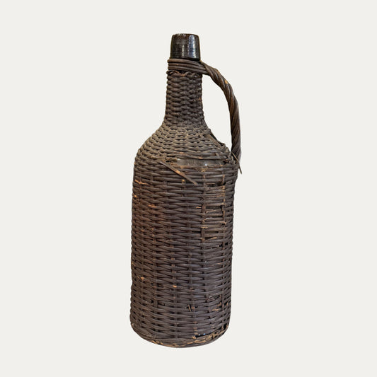 Antique Wicker Wrapped Demijohn Bottle
