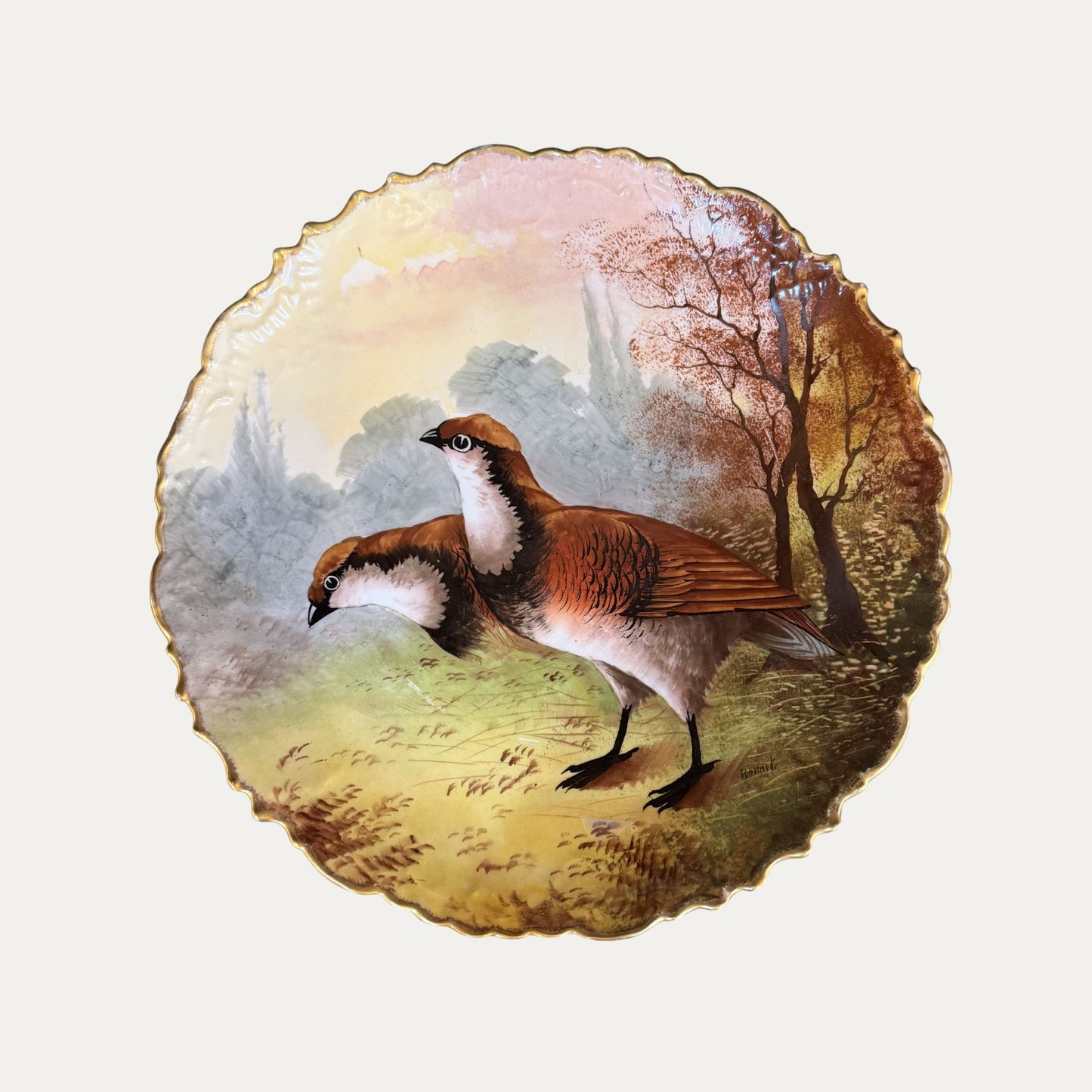 Antique Limoges Lakeman & Henderson Hand Painted Game Plate Charger