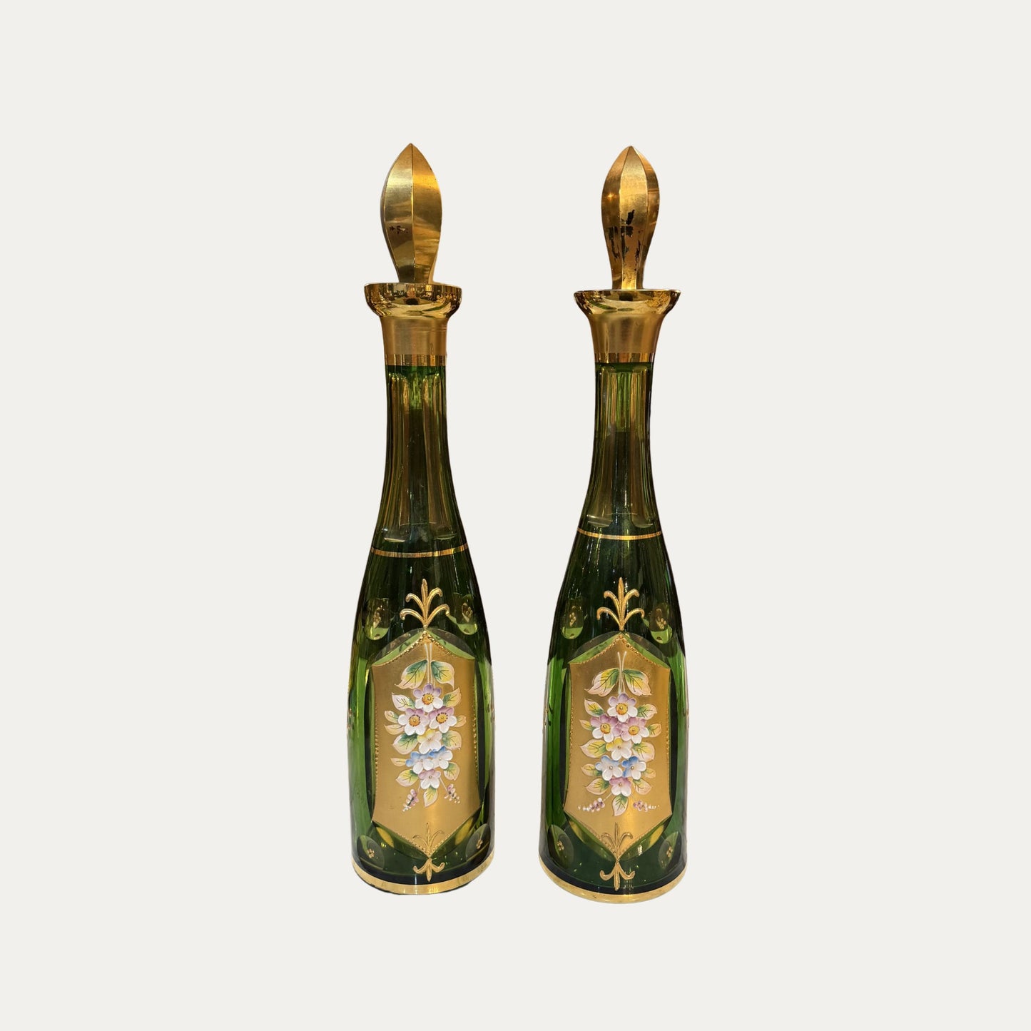 Antique Bohemian 19th Century Pair (2) Decanters