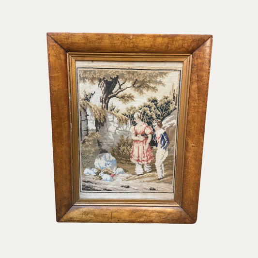 19th Century Needlepoint with Burlwood Frame