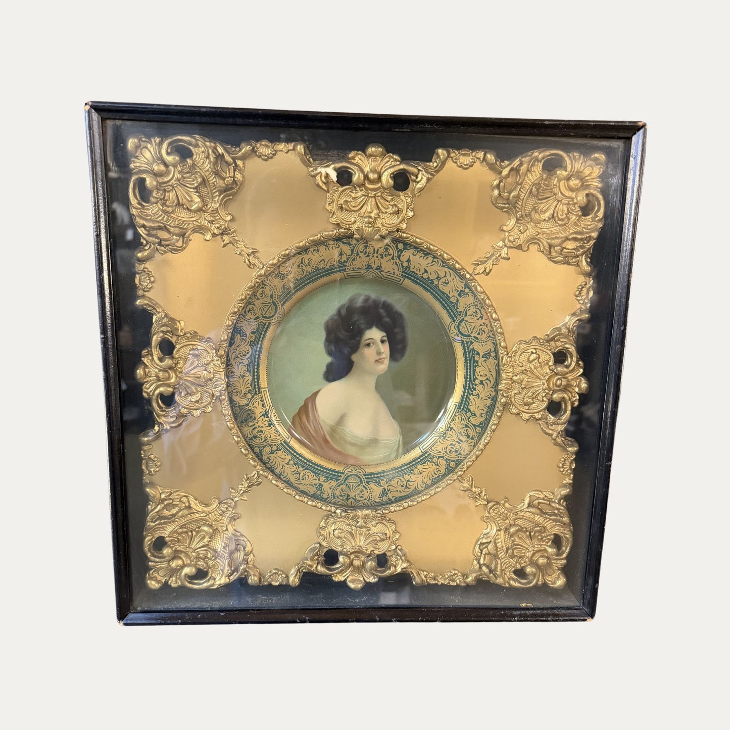 Antique Portrait of a Lady on Porcelain