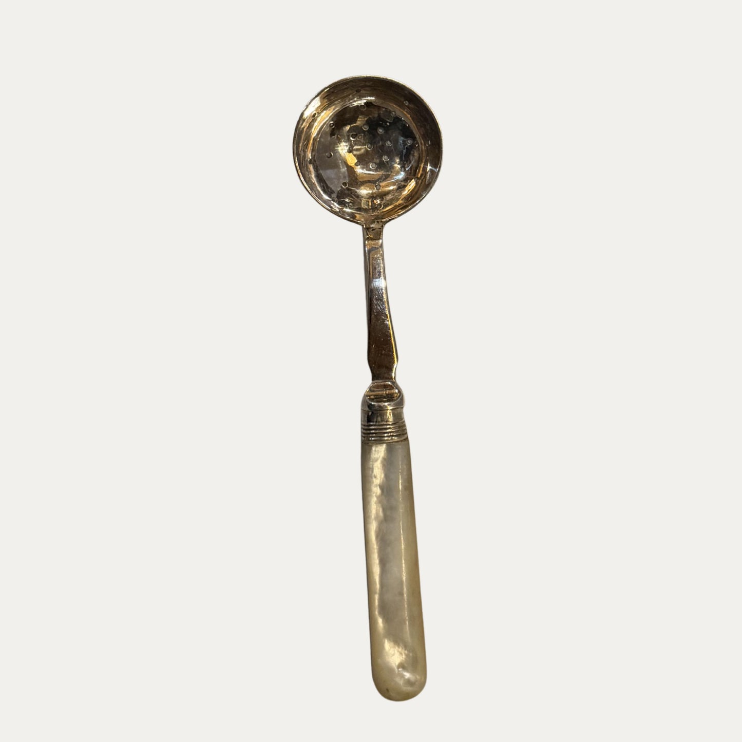 Antique English Silver and Mother of Pearl Sugar Sifter