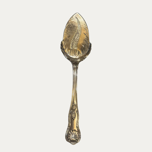 Antique English Engraved Silver Plate Berry Spoon