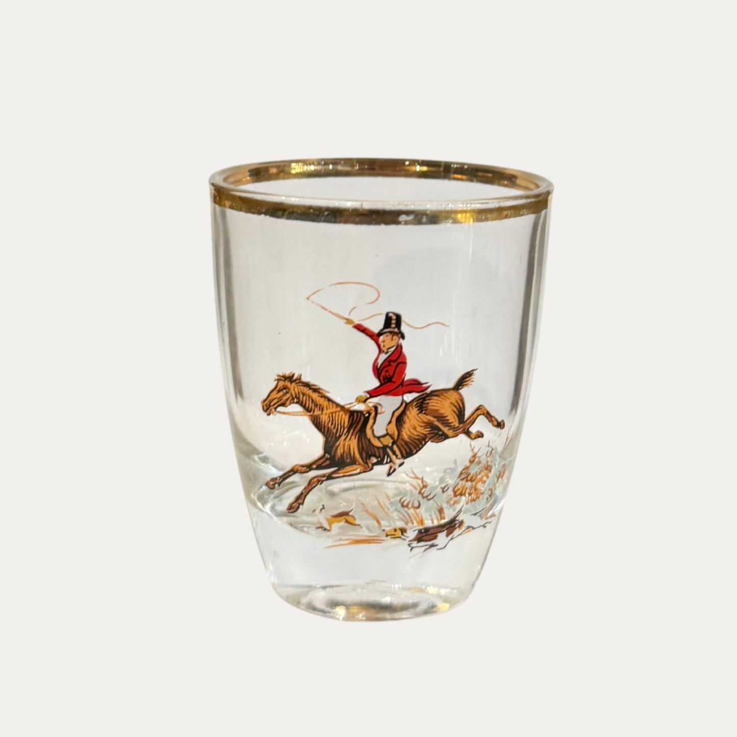 Hand Painted Hunt Scene Shot Glass